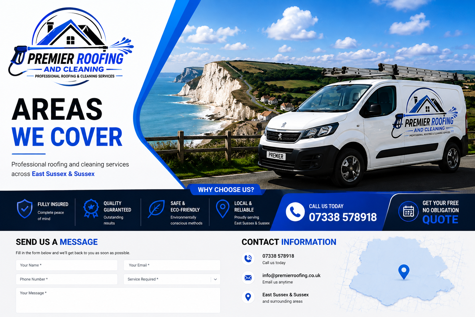 Premier Roofing and Cleaning areas we cover