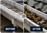 Gutter cleaning before and after