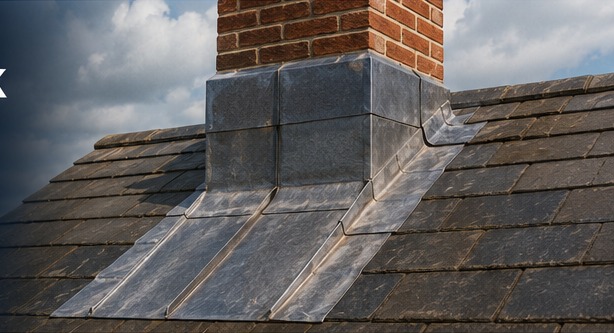 Finished chimney lead flashing