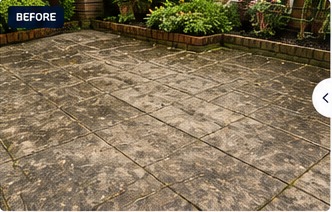 Dirty patio before cleaning